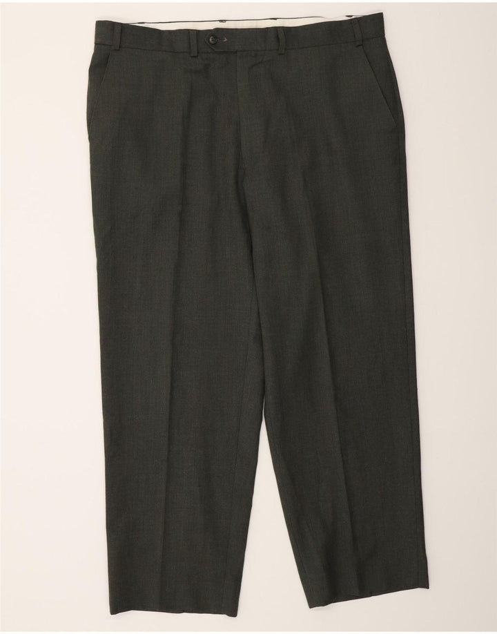 Pantaloni da abito dritti Marks & Spencer da uomo St. Michael W40 L29 verdi