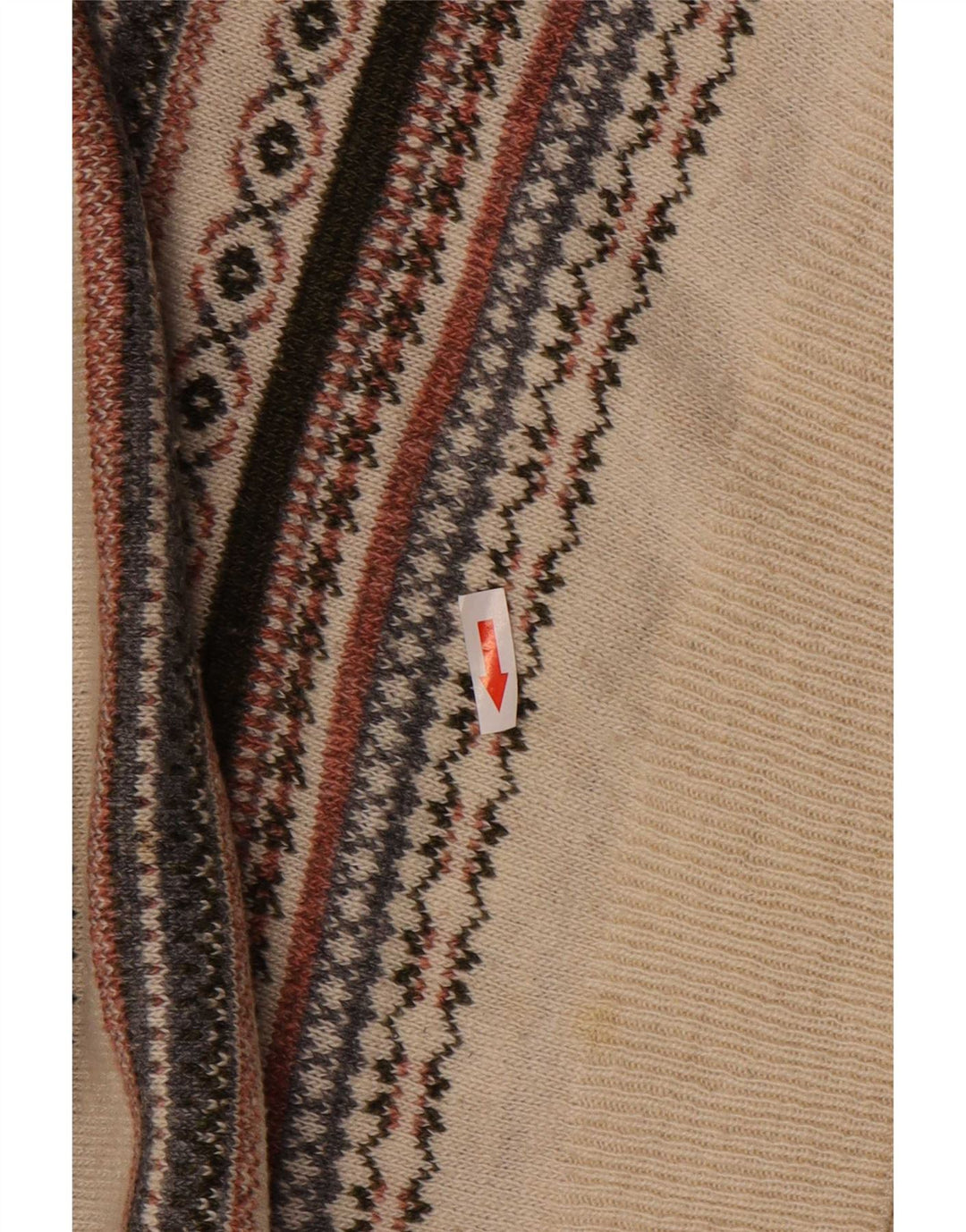 Maglione maglione girocollo da uomo vintage grande Fair Isle bianco sporco