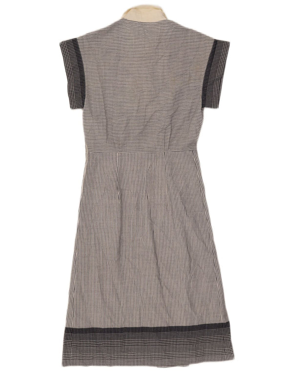 Abito a trapezio vintage da donna UK 8 piccolo gessato grigio