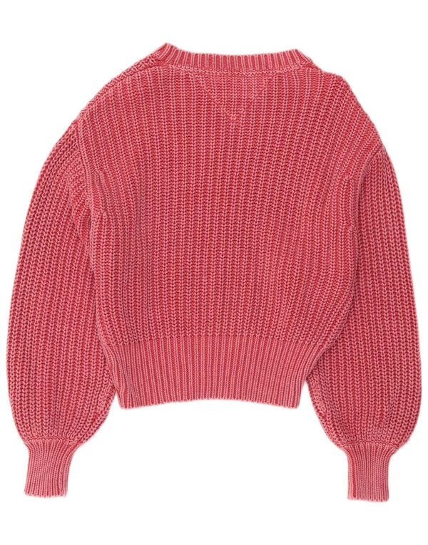 Maglione maglione con scollo a barca corto da donna Tommy Hilfiger UK 10 piccolo rosa