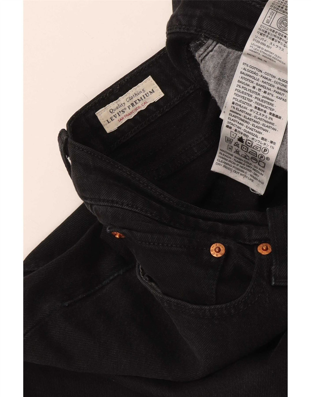 Jeans dritti Wedgie da donna Levi's W29 L28 cotone nero