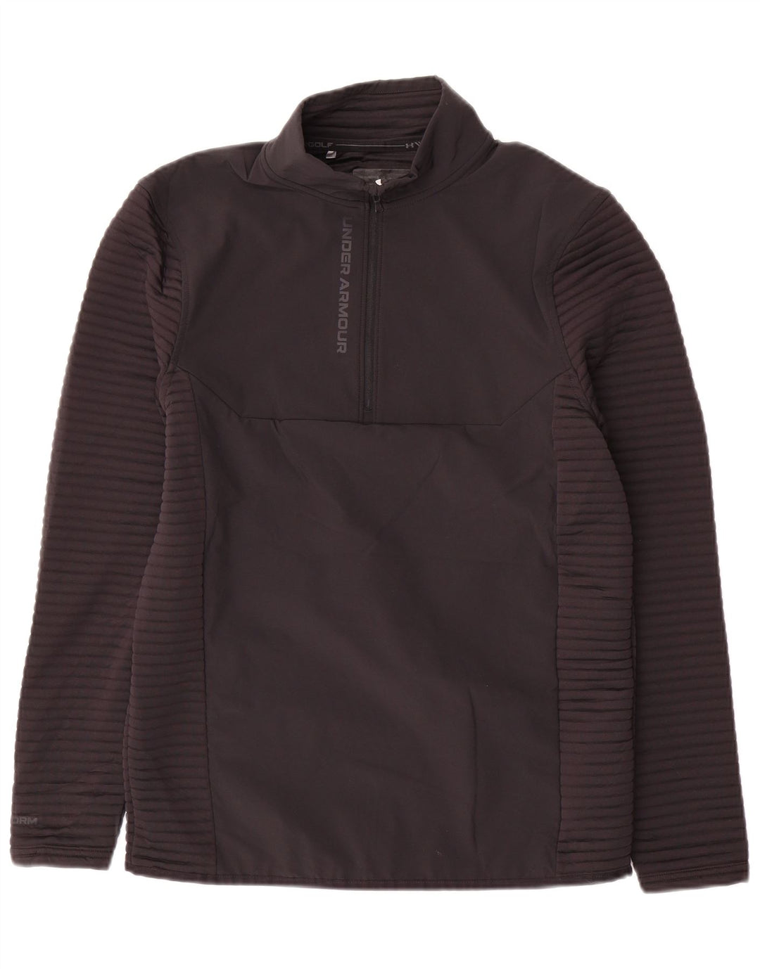 Maglia da ginnastica Under Armour da uomo con zip e collo, piccola, in poliestere nero