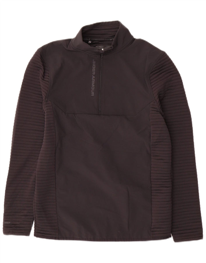 Maglia da ginnastica Under Armour da uomo con zip e collo, piccola, in poliestere nero