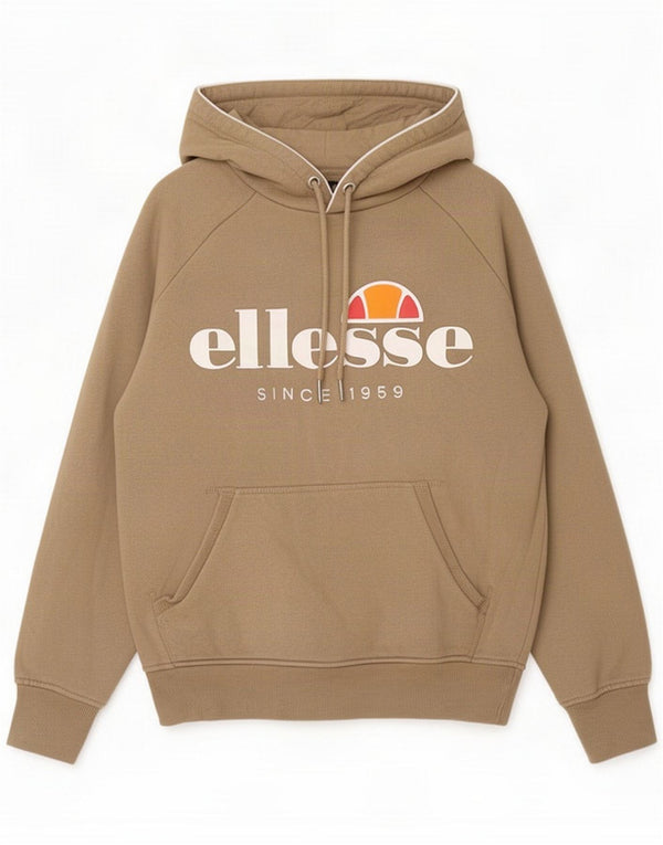Felpa con cappuccio grafica da uomo Ellesse XS in cotone beige
