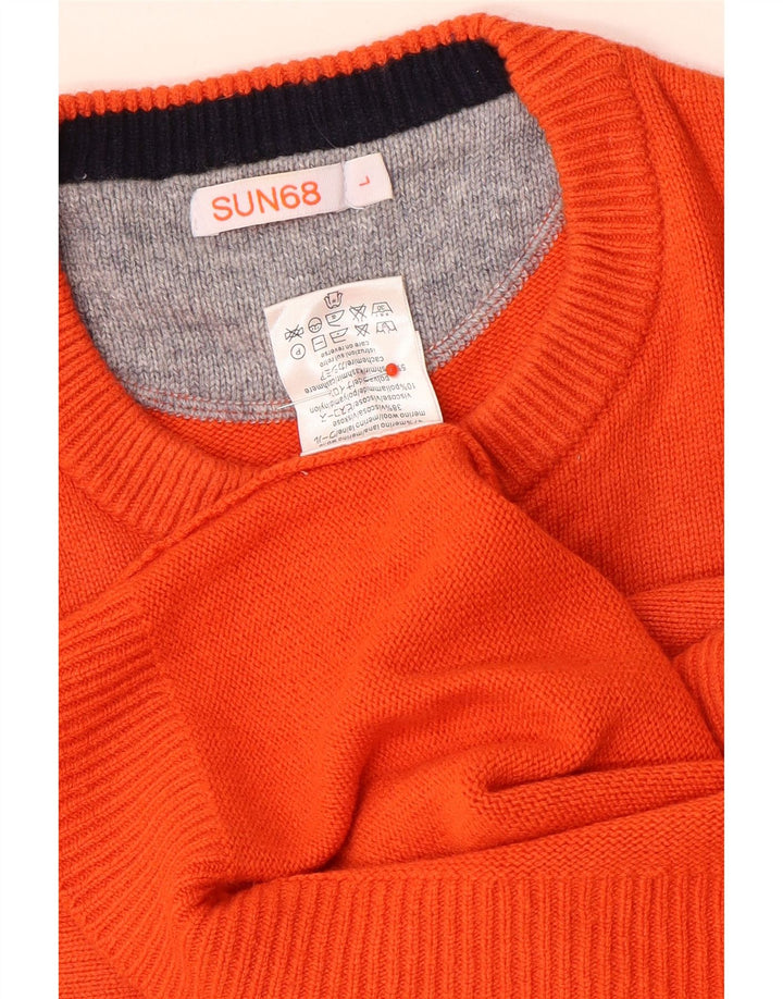 Maglione maglione girocollo da donna Sun68 UK 16 grande lana arancione