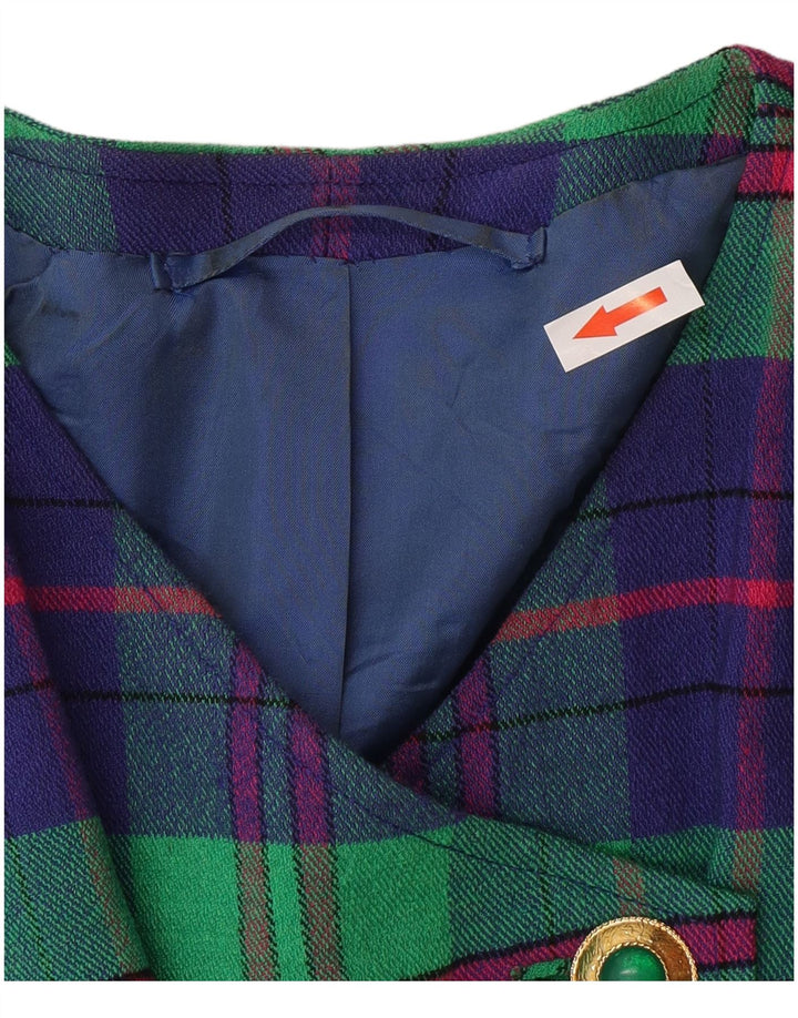 Giacca blazer vintage da donna a 4 bottoni UK 14 a quadri blu medio