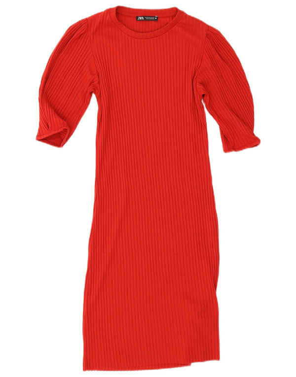 Abito aderente in maglia da donna Zara UK 12 rosso medio