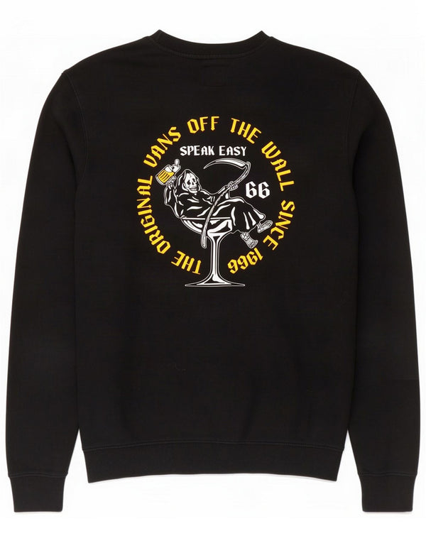 Vans Felpa con grafica da uomo Maglione Medium Black Cotton