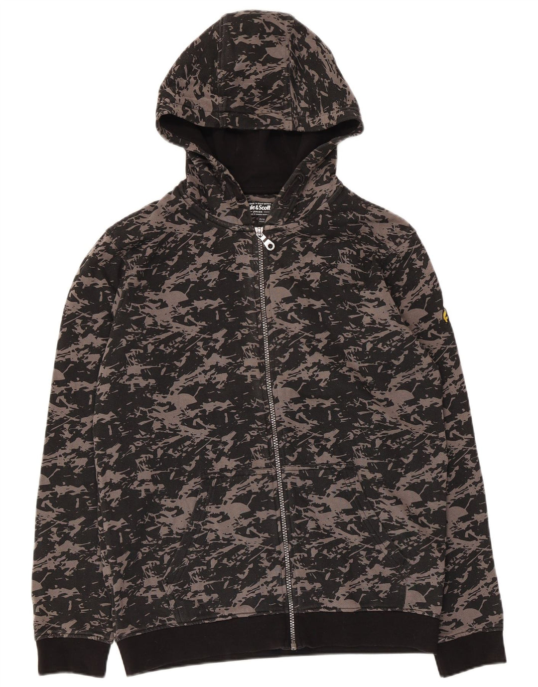 Felpa con cappuccio e zip da ragazzo con motivo astratto Lyle & Scott 15-16 anni nera