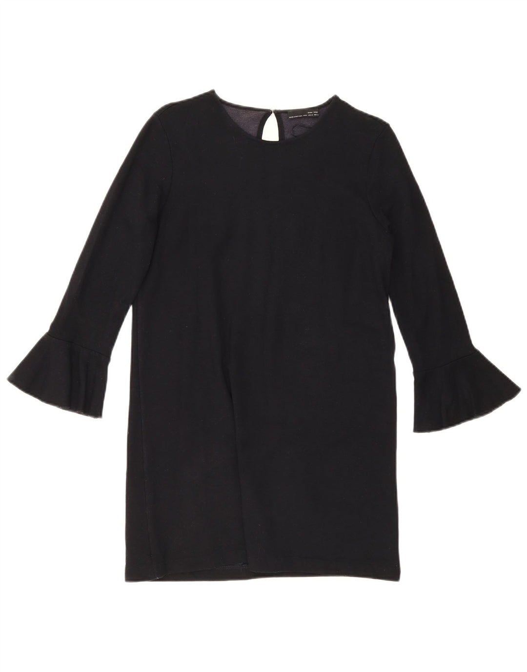 Abito a trapezio a maniche lunghe da donna Zara UK 10 piccolo blu navy