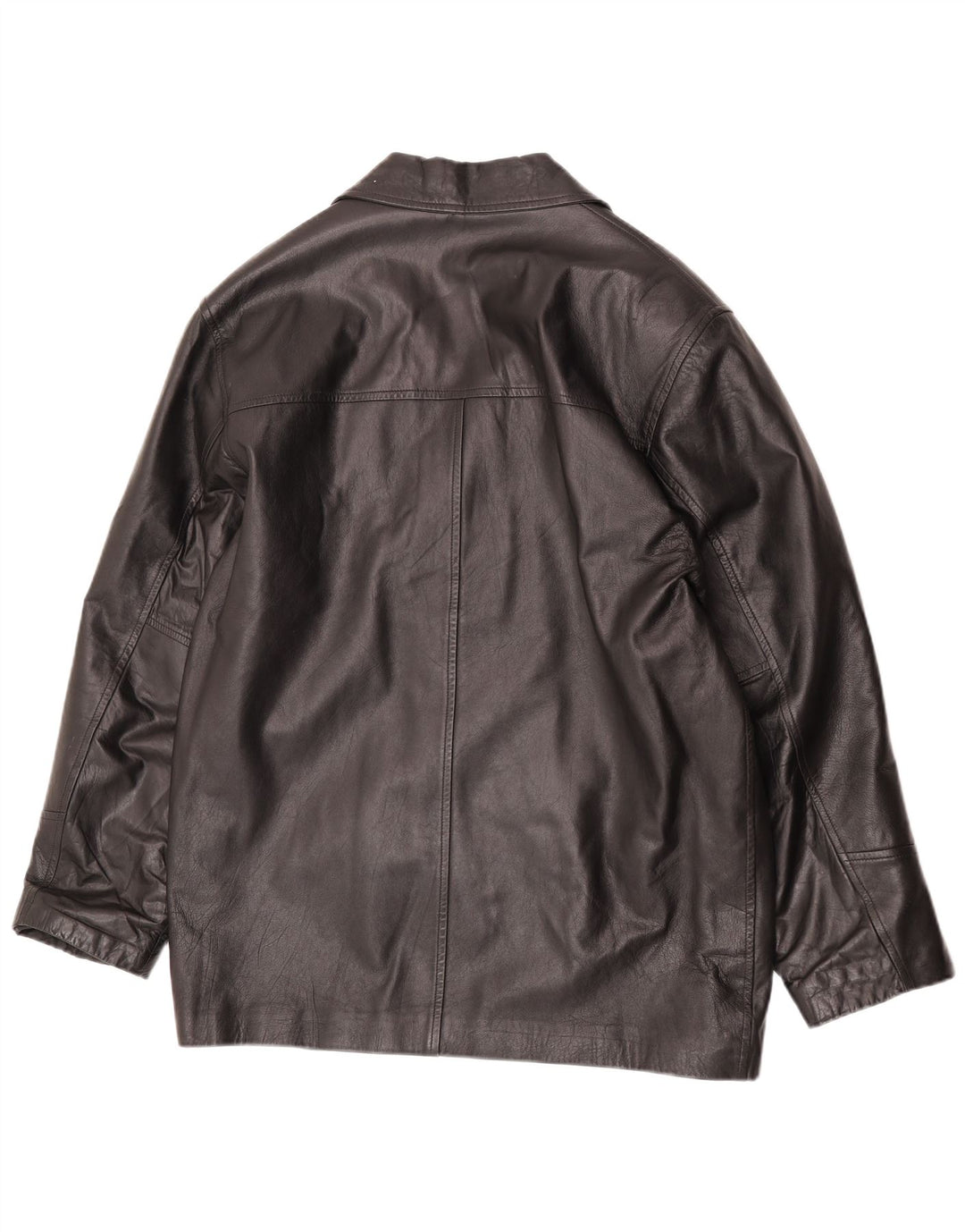 antros Giacca blazer in pelle da uomo a 3 bottoni UK 40 grande in pelle nera