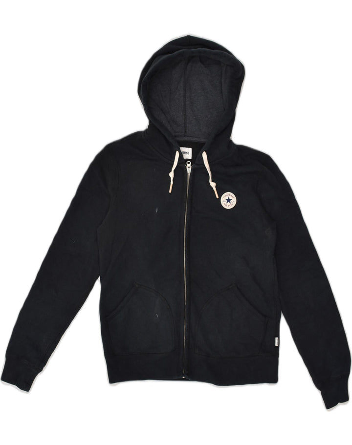 CONVERSE Womens Zip Hoodie Sweater UK 8 Small Navy Blue Cotton | Vintage Converse | Thrift | Second-Hand Converse | Used Clothing | Messina Hembry 