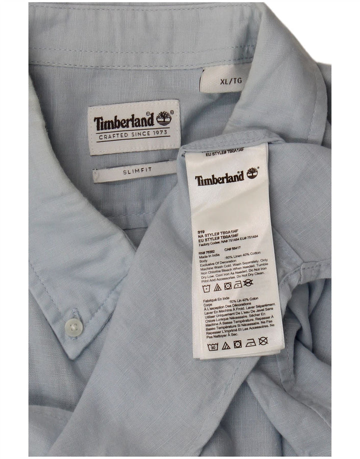 Camicia Timberland da uomo slim fit XL lino blu