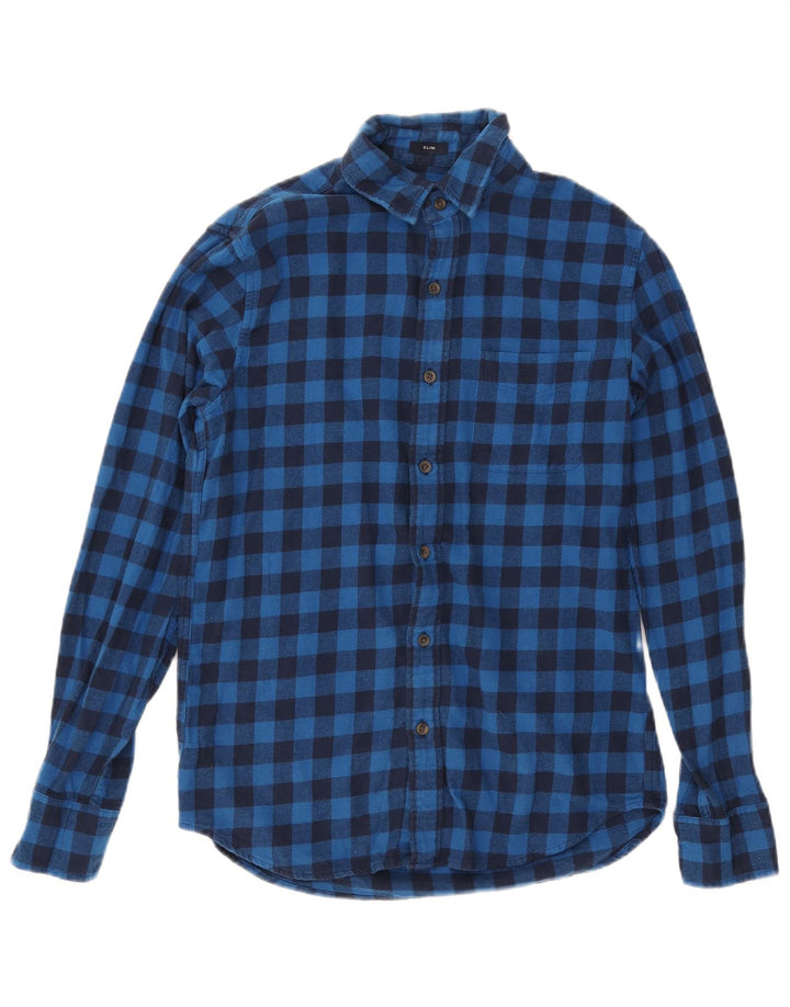 J. CREW Camicia slim da uomo in flanella piccola in cotone a quadretti blu navy