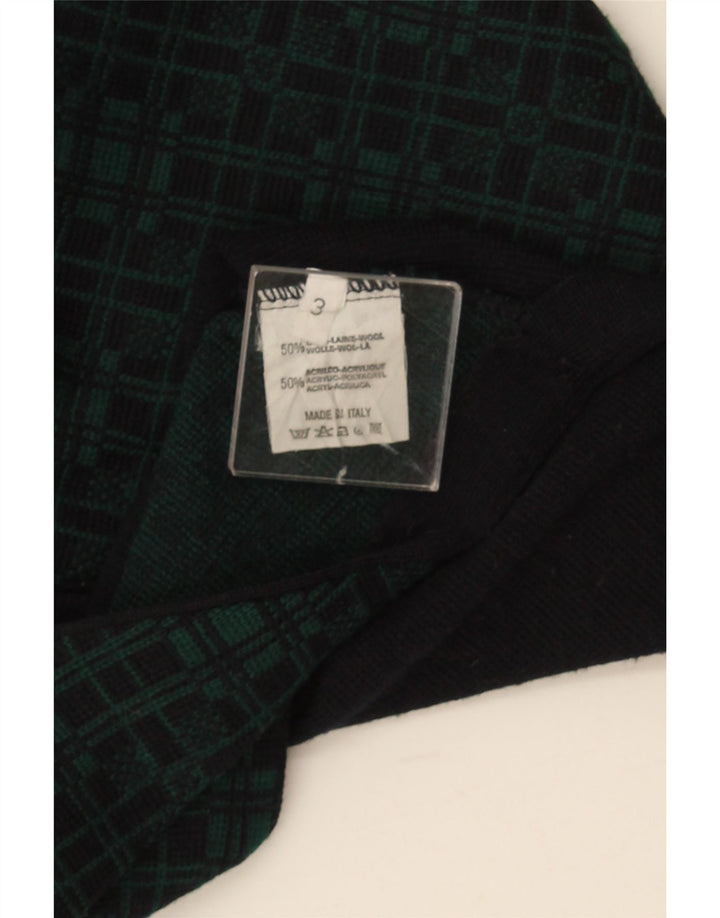 Maglione cardigan senza maniche da donna Il Granchio UK 14 verde medio a quadri