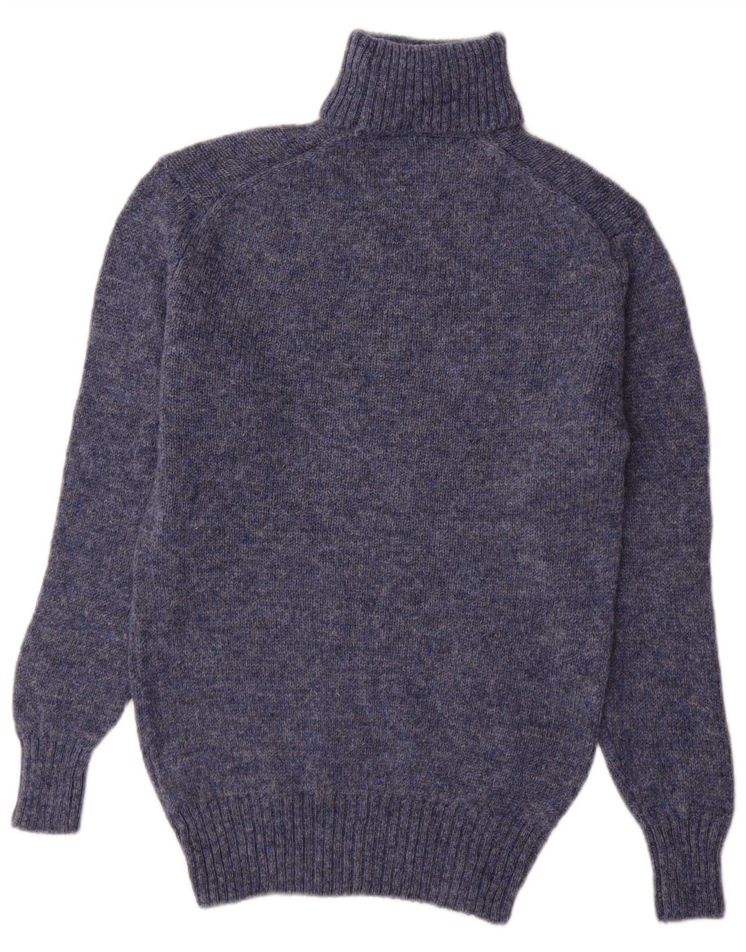 Maglione vintage da uomo con collo alto e collo alto, piccolo, in lana vergine blu