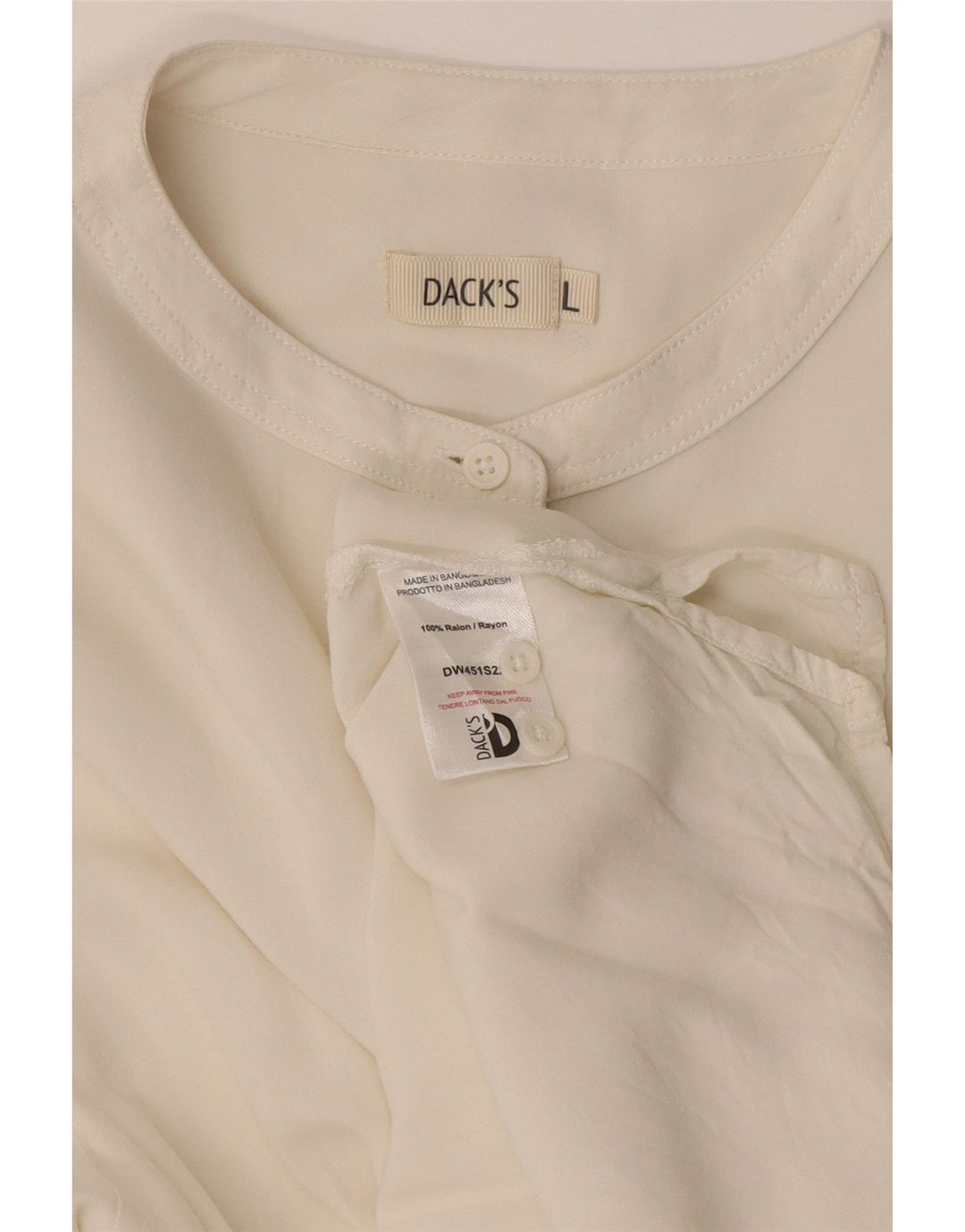 Camicia pullover lunga da donna di Dack UK 16 Large Rayon bianco sporco