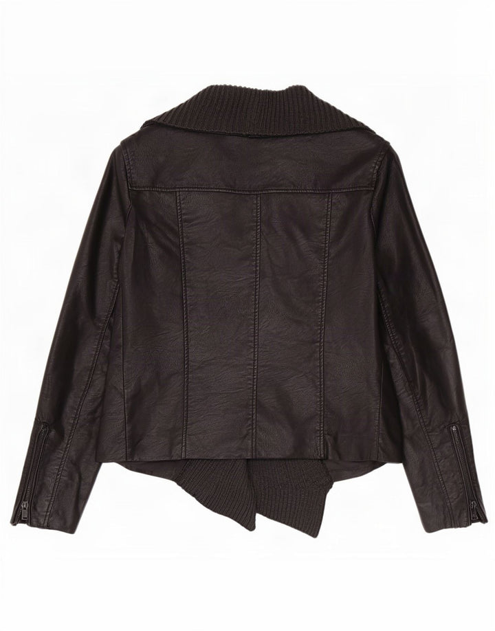 Giacca da motociclista aperta da donna in ecopelle Cavalini UK 18 XL poliuretano nero