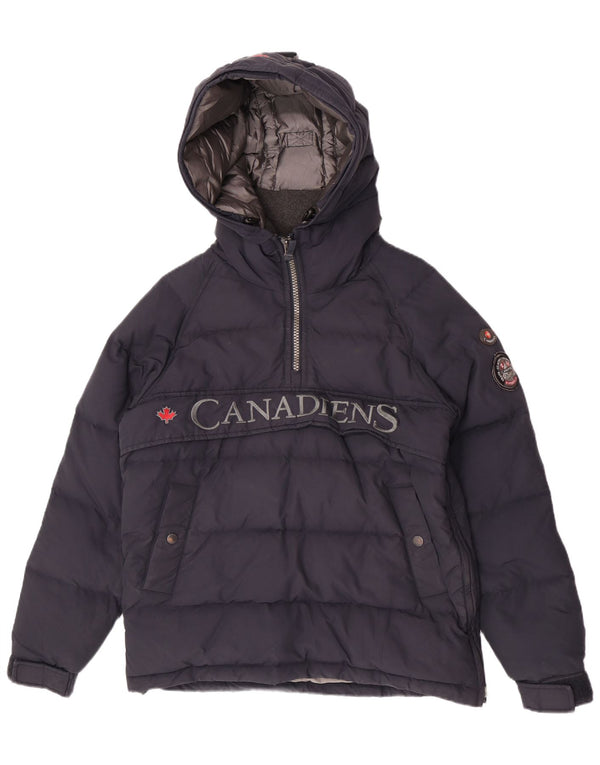 Giacca imbottita anorak da uomo con cappuccio Canadiens UK 34 XS cotone blu navy