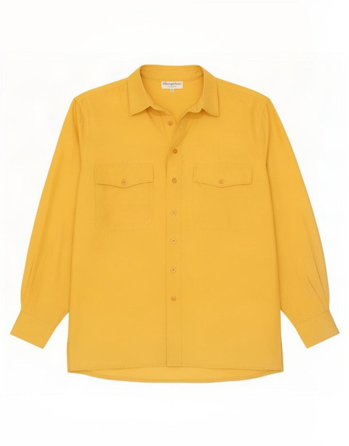 Camicia vintage da uomo in seta gialla media