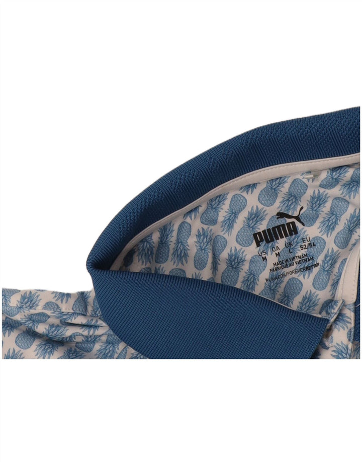 Polo Puma da uomo con motivo astratto, grande blu Festival