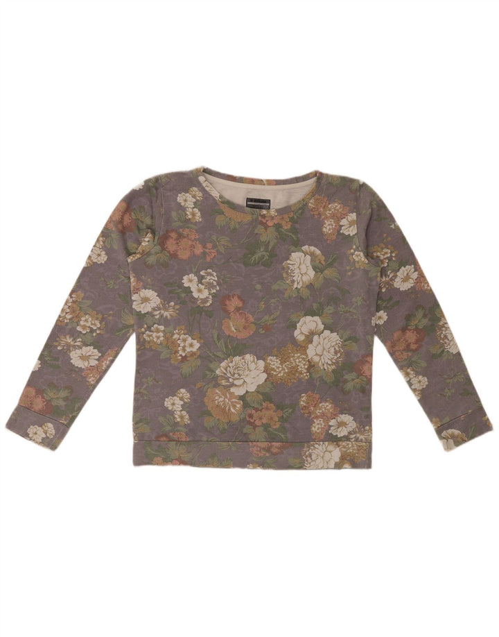 Felpa Brugi Donna Maglione Cotone Floreale Grigio Medio