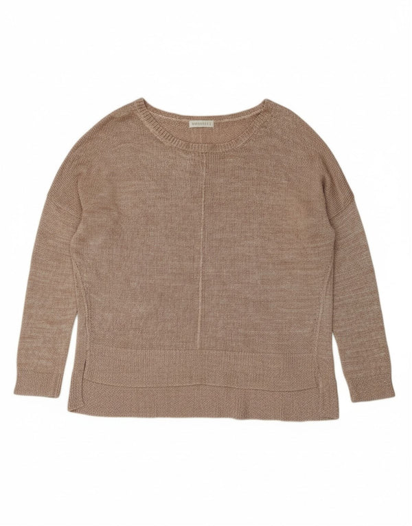 WHISTLES Womens Oversized Boat Neck Jumper Sweater UK 12 Medium Beige