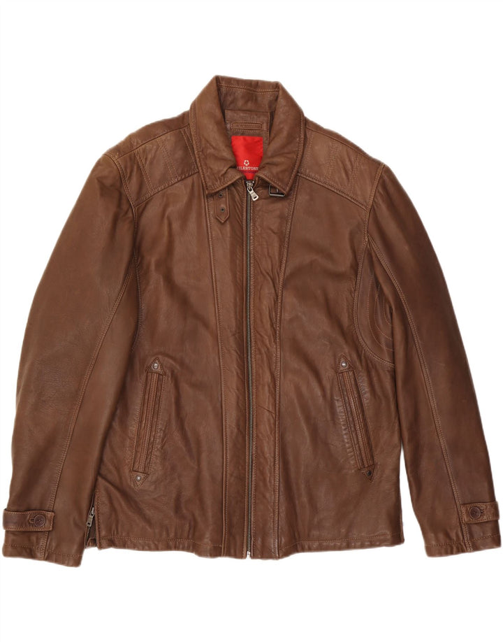 Giacca in pelle da uomo MILESTONE UK 40 Large in pelle marrone