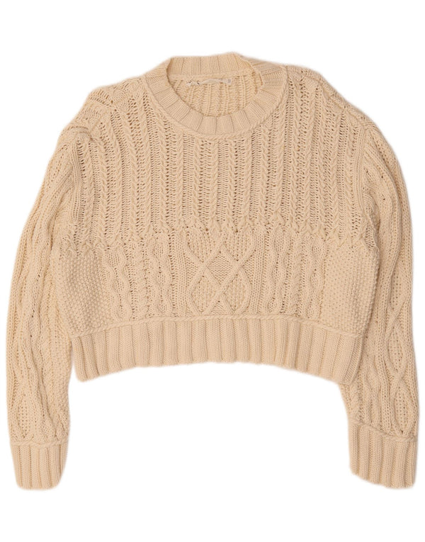 Maglione girocollo oversize corto da donna Zara UK 14 Beige medio