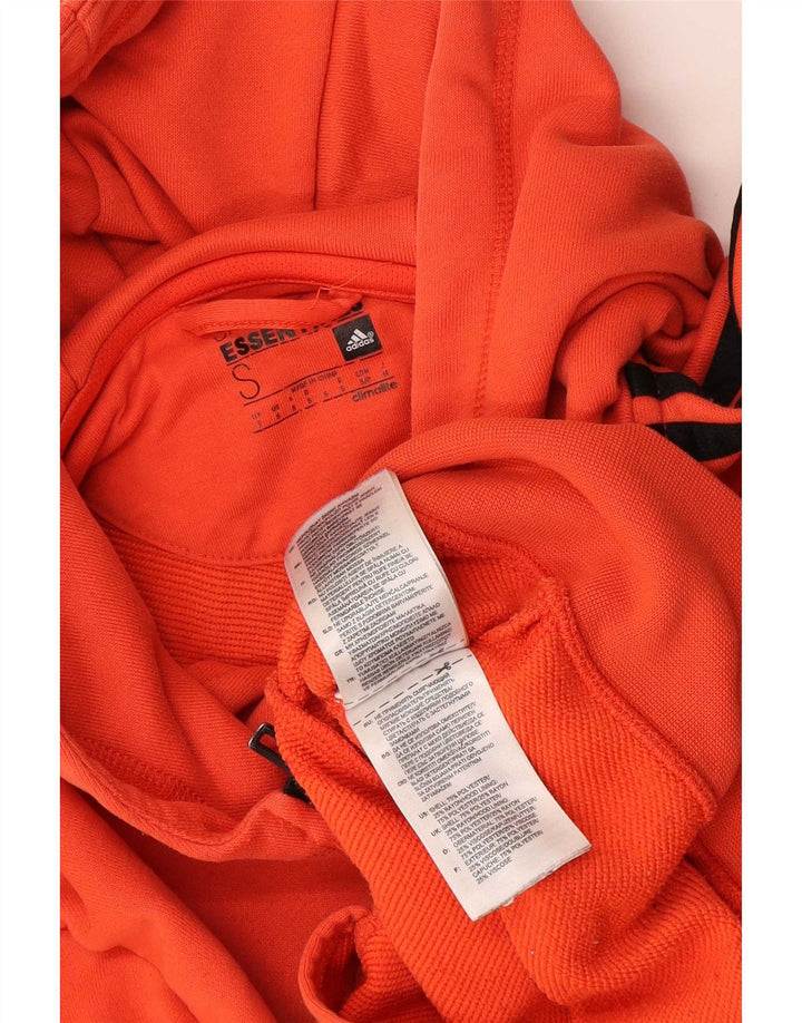 Maglione con cappuccio e zip Adidas Climalite da uomo piccolo in poliestere arancione