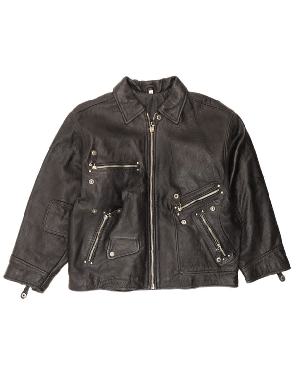 Giacca in pelle vintage da uomo EU 54 2XL Pelle nera