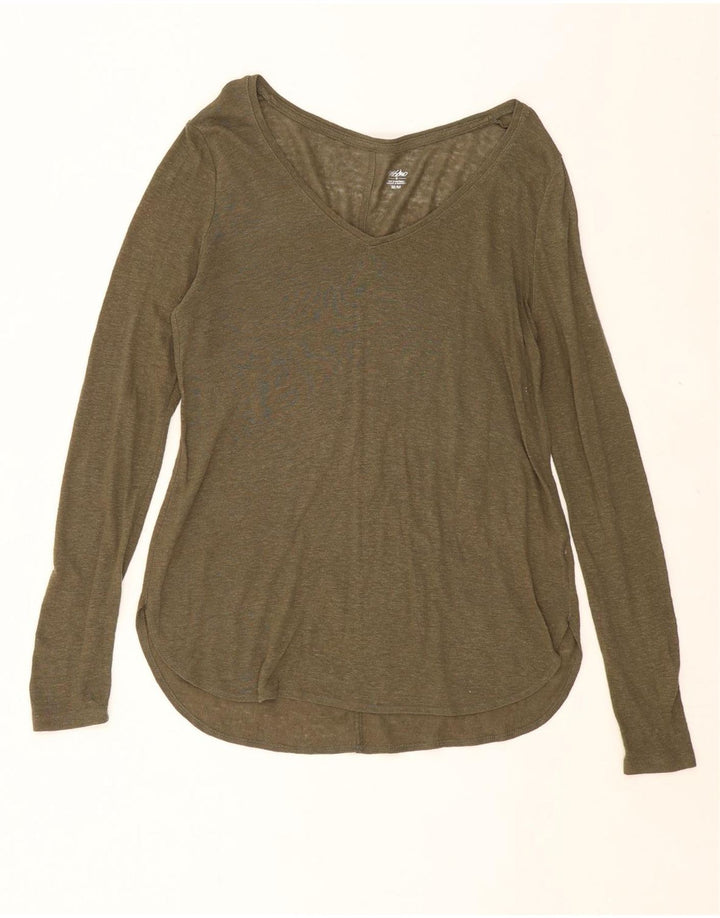 MOSSIMO Womens Top Long Sleeve UK 12 Medium Khaki Vintage Mossimo and Second-Hand Mossimo from Messina Hembry 