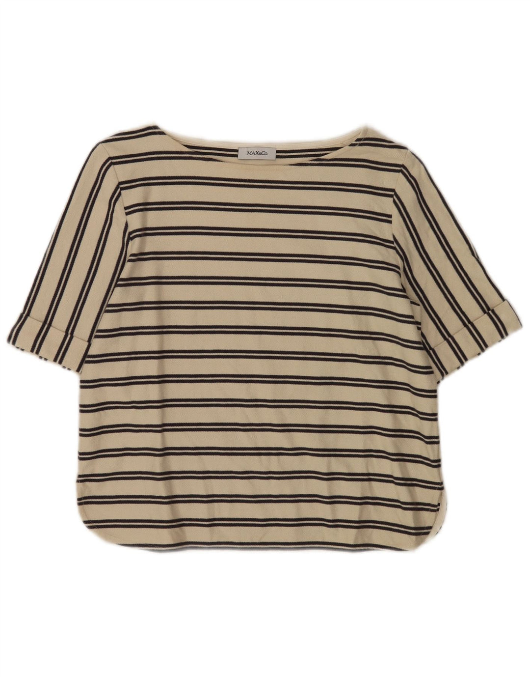 Top camicetta da donna Max & Co. UK 12 medio a righe bianco sporco