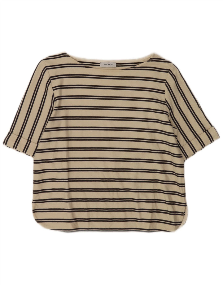 Top camicetta da donna Max & Co. UK 12 medio a righe bianco sporco