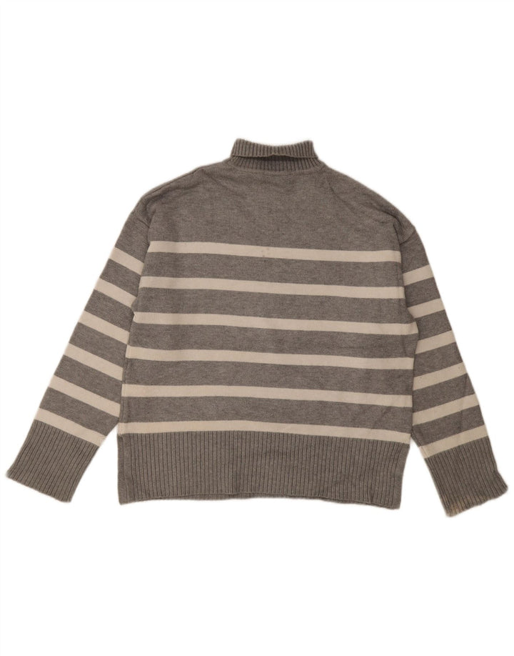 Maglione a collo alto oversize da donna Zara UK 10 piccolo grigio a righe