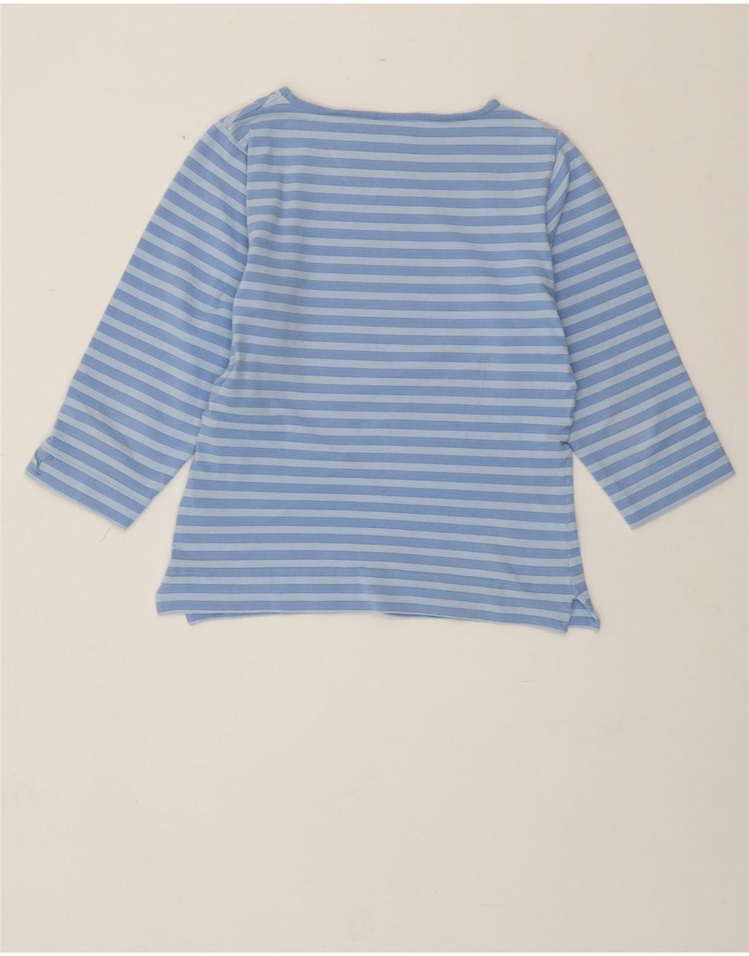 Top corto da donna PUMA manica 3/4 UK 14 cotone a righe blu medio