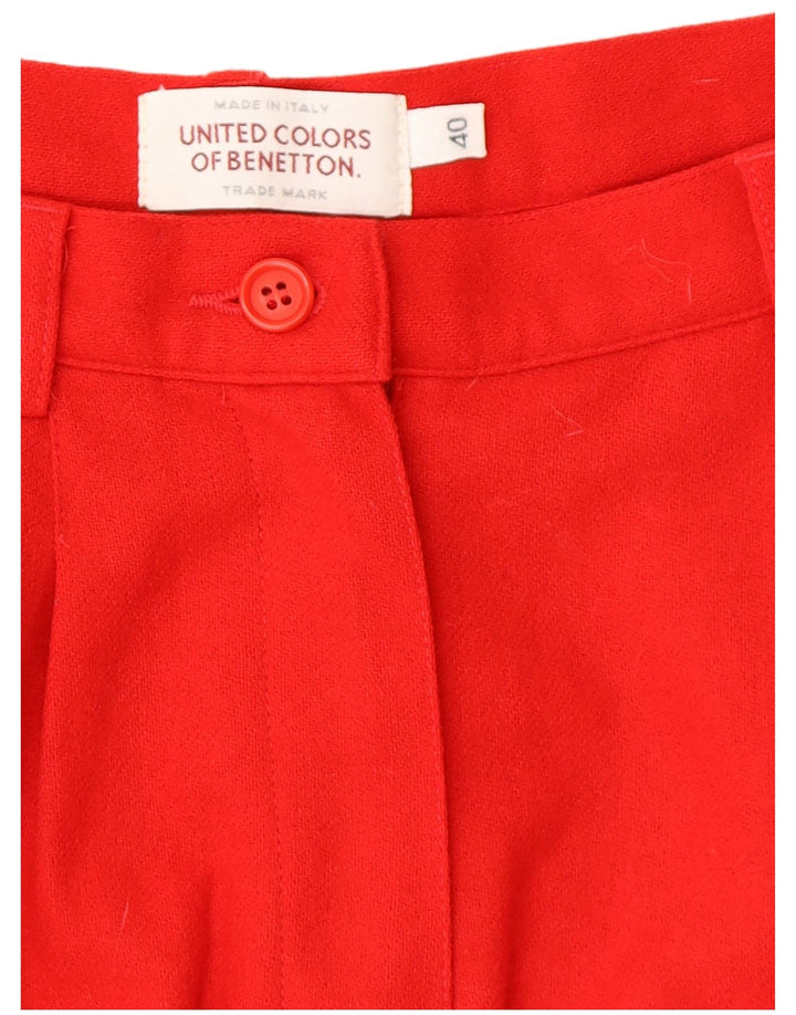 Pantaloncini casual con pegging a vita alta da donna BENETTON IT 40 Small W24 Lana rossa