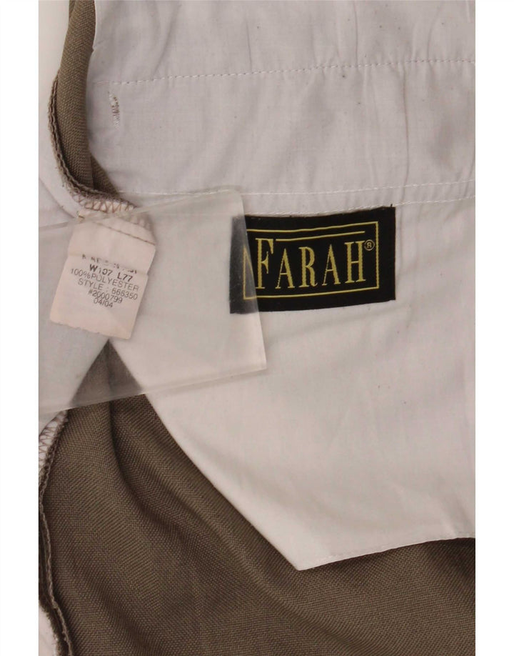 Pantaloni da completo da uomo con pegging Farah W42 L30 poliestere marrone