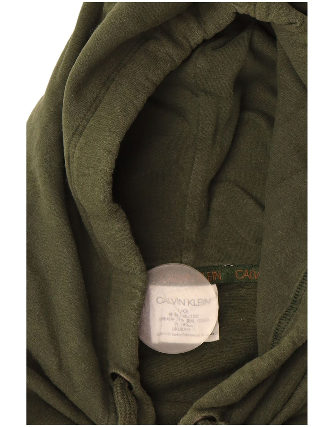 CALVIN KLEIN Maglione con cappuccio grafico oversize da donna UK 16 Large Cachi