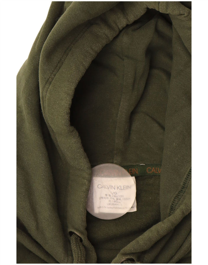 CALVIN KLEIN Maglione con cappuccio grafico oversize da donna UK 16 Large Cachi