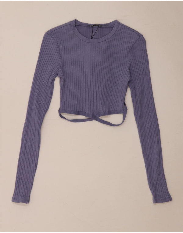 Top corto da donna Zara a maniche lunghe UK 10 piccolo cotone blu