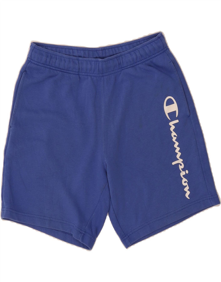 CHAMPION Mens Graphic Sport Shorts Medium  Blue Cotton Vintage Champion and Second-Hand Champion from Messina Hembry 