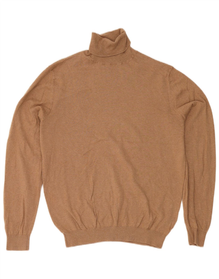 Massimo Dutti Maglione da uomo con collo alto e maglione grande in cotone beige