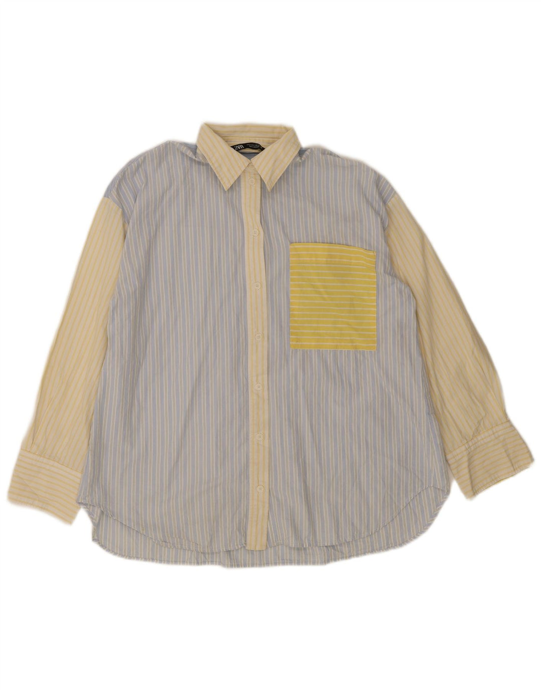 Camicia oversize da donna Zara UK 10 piccola in cotone a righe blu