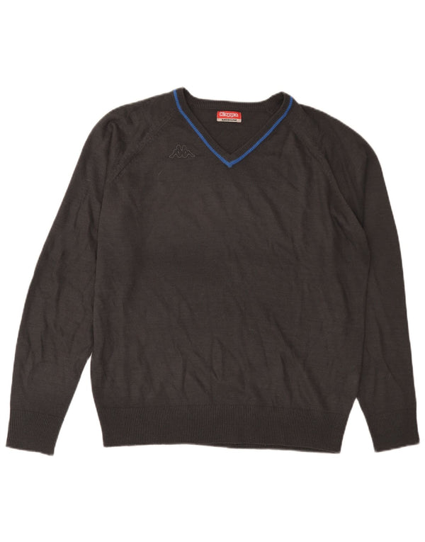 Maglione da uomo con scollo a V KAPPA grigio medio in acrilico