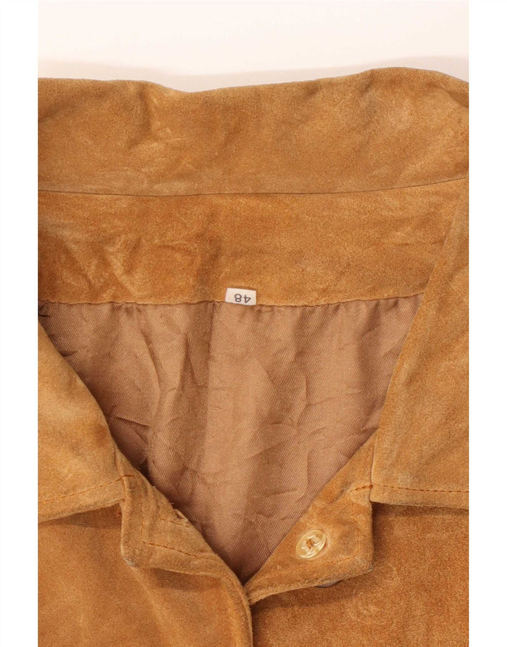 Giacca vintage da donna in pelle scamosciata IT 48 XL in pelle beige