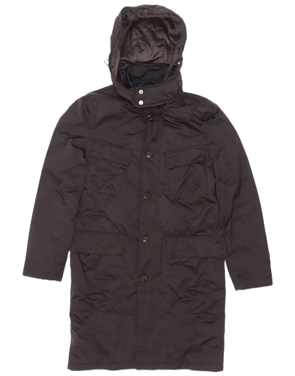 Cappotto imbottito con cappuccio da uomo Zara UK 38 poliestere medio blu navy
