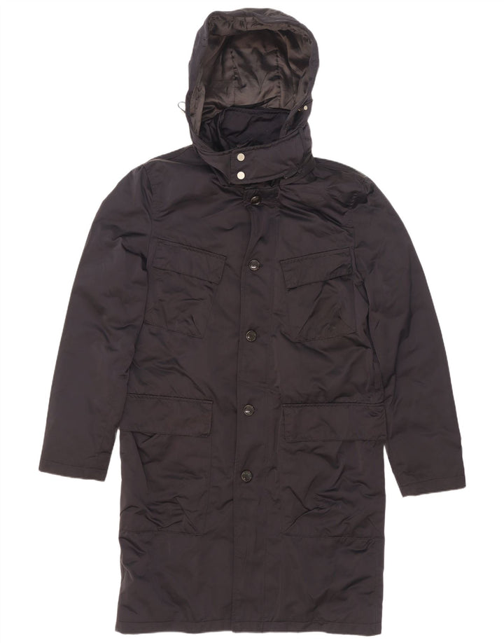 Cappotto imbottito con cappuccio da uomo Zara UK 38 poliestere medio blu navy