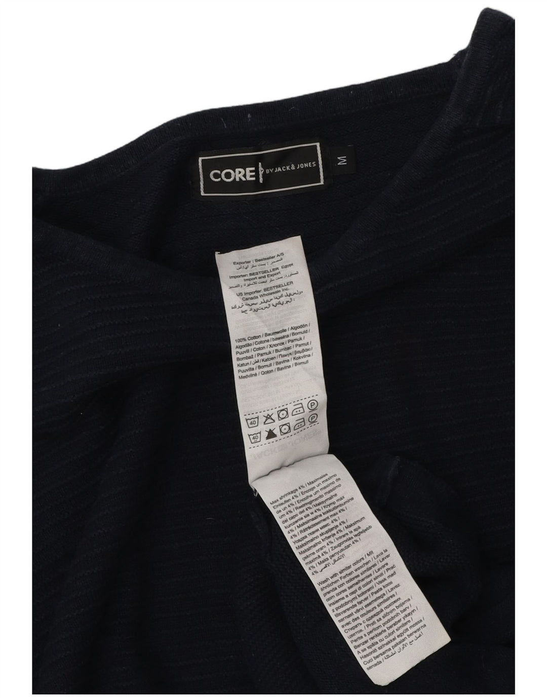 Jack & Jones Top da uomo a maniche lunghe in cotone gessato medio blu navy