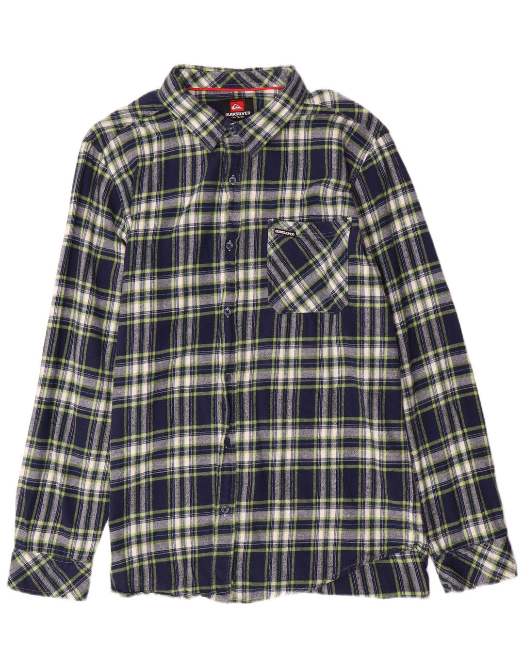 QUIKSILVER Camicia da uomo in flanella XL in cotone a quadri blu navy